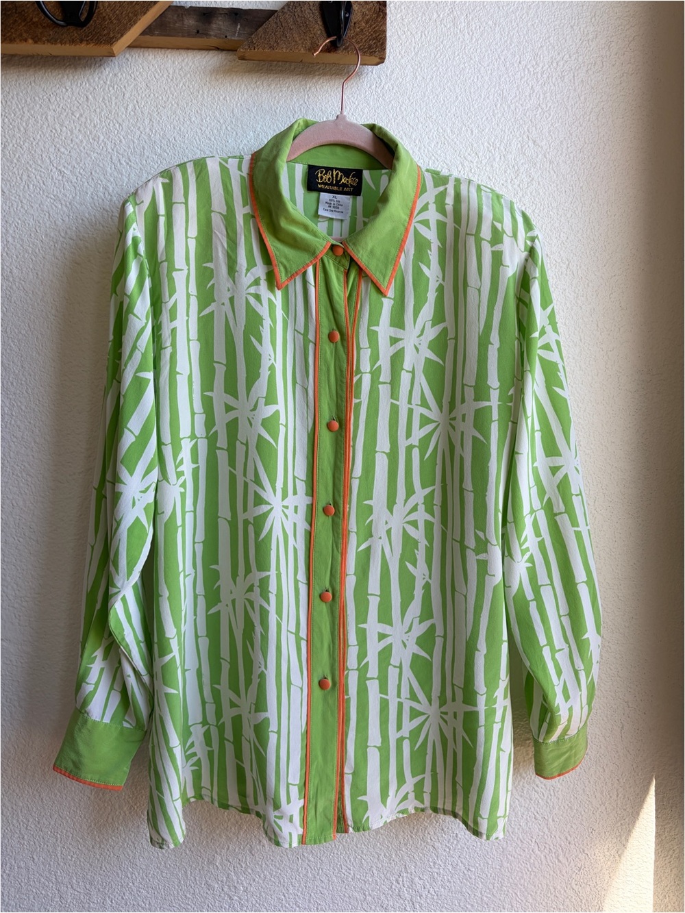 Vintage Bob Mackie Green Silk Blouse XL
